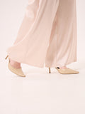 Pantaloni Curvy in Raso Strutturato Beige