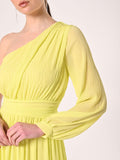 Abito Lungo Monospalla Giallo Lime