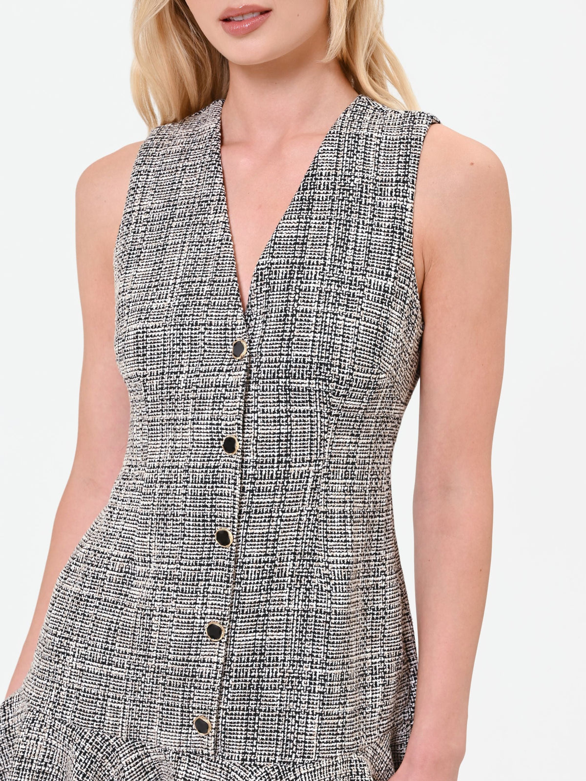 Abito corto grigioeffetto tweed