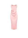Abito Bustier Midi in Raso Rosa