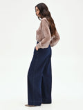 Jeans palazzo blu a vita alta