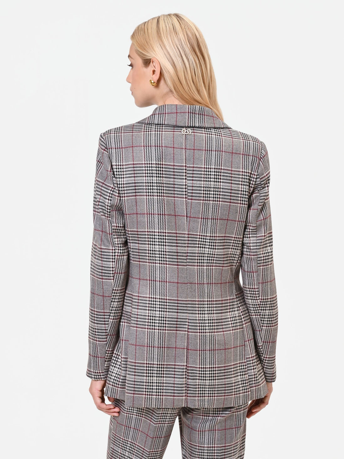 Giacca doppiopetto tortora beige principe di galles in poliviscosa