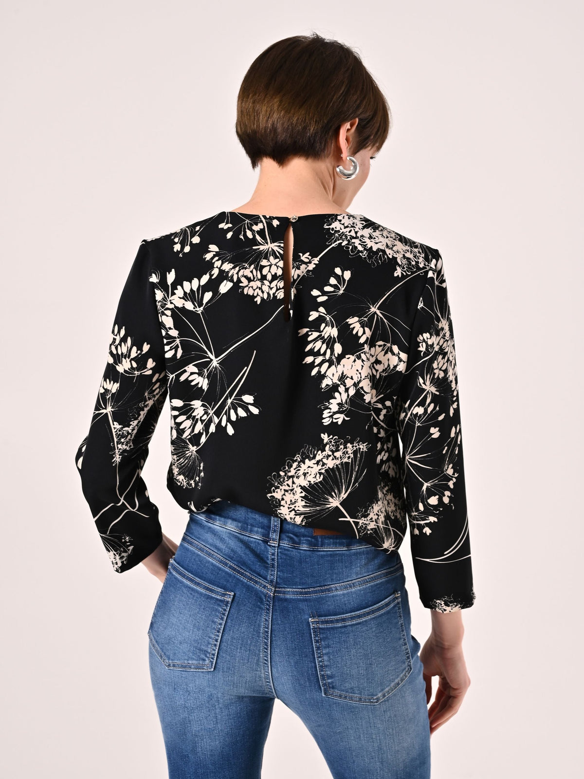 Blusa stampa Floreale Black & White