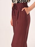 Pantalone Ampio in Viscosa color Cioccolato