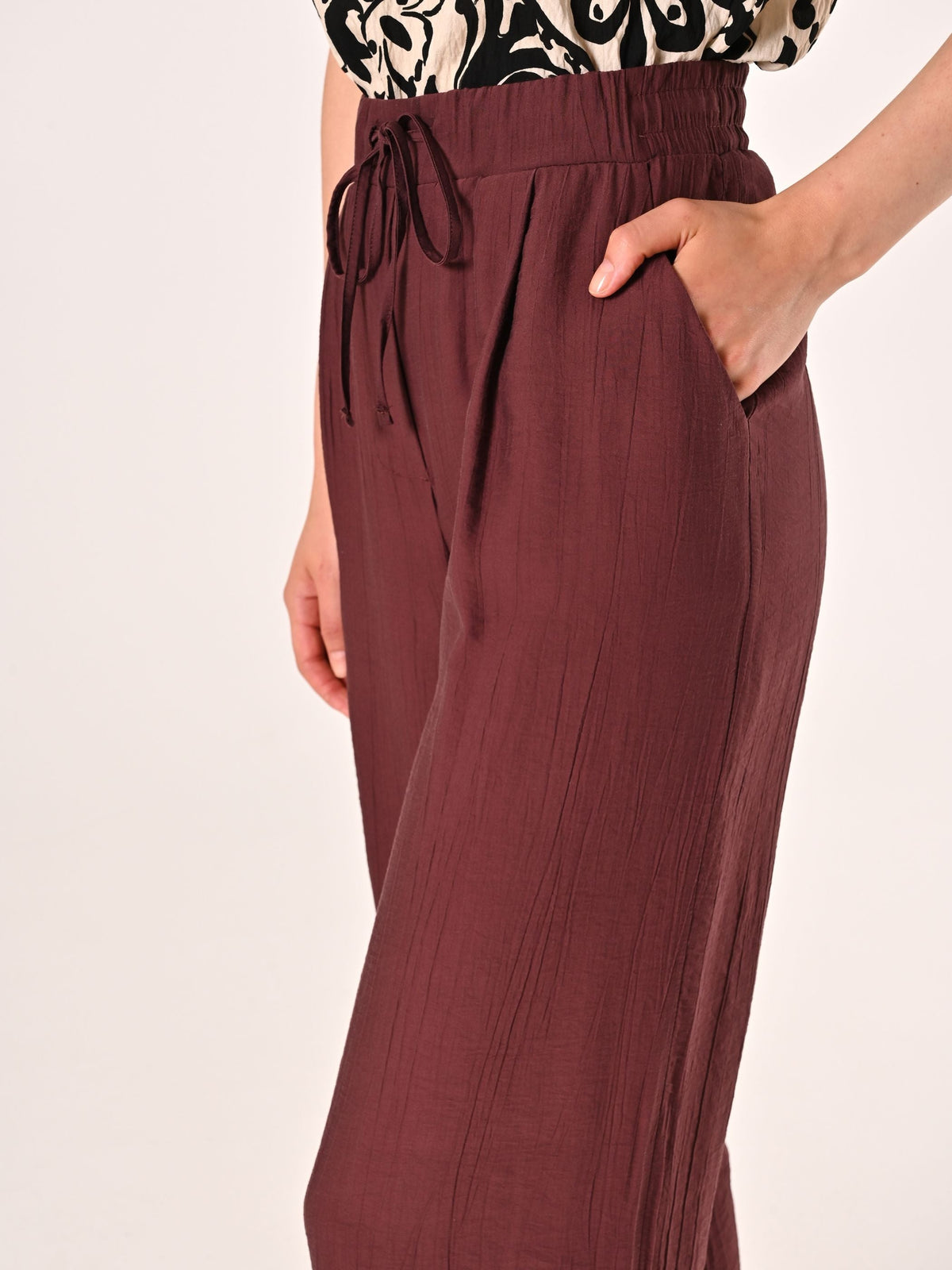 Pantalone Ampio in Viscosa color Cioccolato