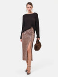 Gonna longuette in paillettes con drappeggio
