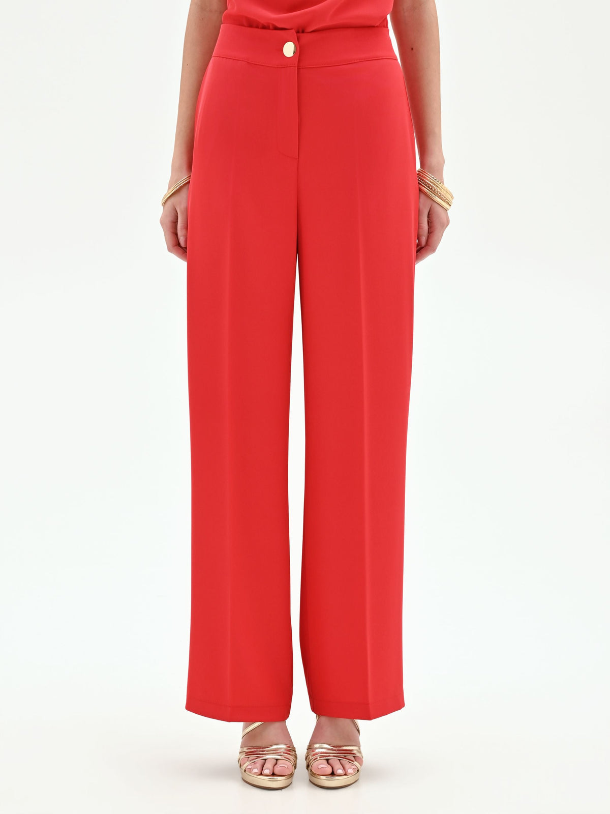 Pantalone a gamba larga rosso fragola in cadi