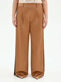 Pantalone curvy a palazzo marrone bronzo