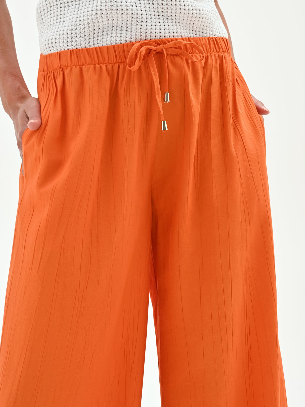 Pantalone palazzo arancio in viscosa