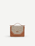 Borsa pochette cuoio con inserto intrecciato