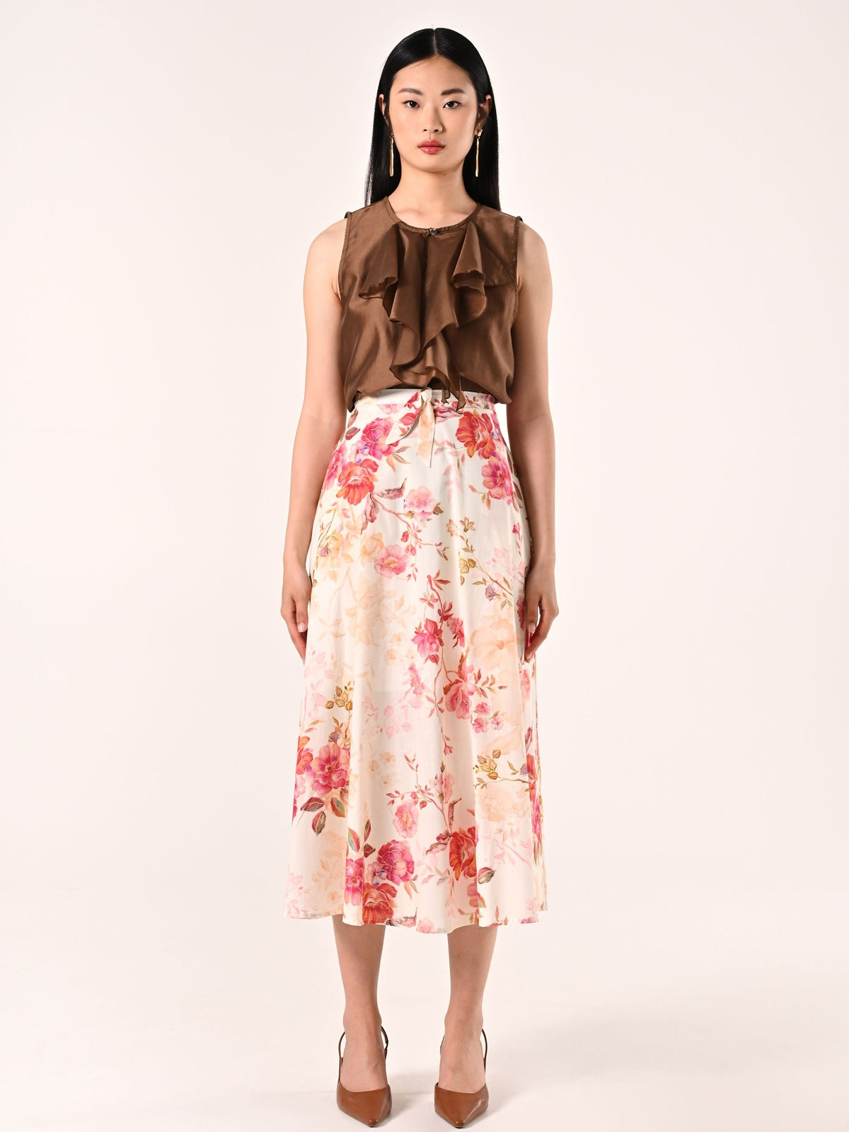 Blusa con Rouche Marrone