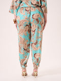 Pantaloni Curvy stampa Paisley Verde Acqua