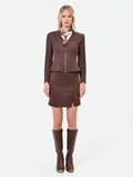 Giacca moro marrone in similpelle con baschina