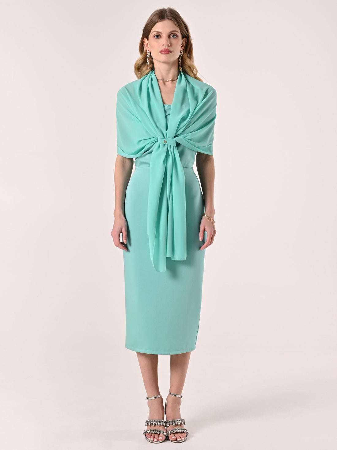 Stola in Georgette Verde Acqua