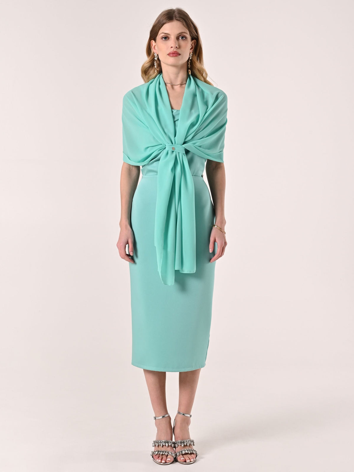 Stola in Georgette Verde Acqua