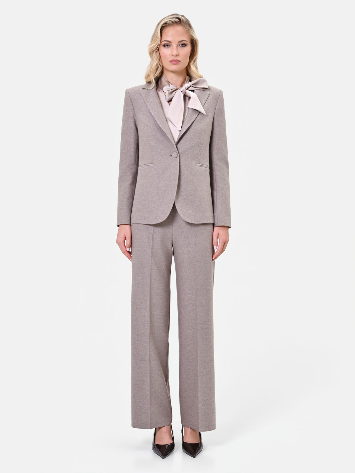 Giacca in misto viscosa tortora beige monopetto