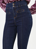 Jeans blu navy con vita a bustino