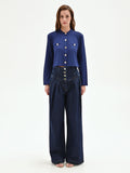 Cardigan blu morbido con bottoni dorati