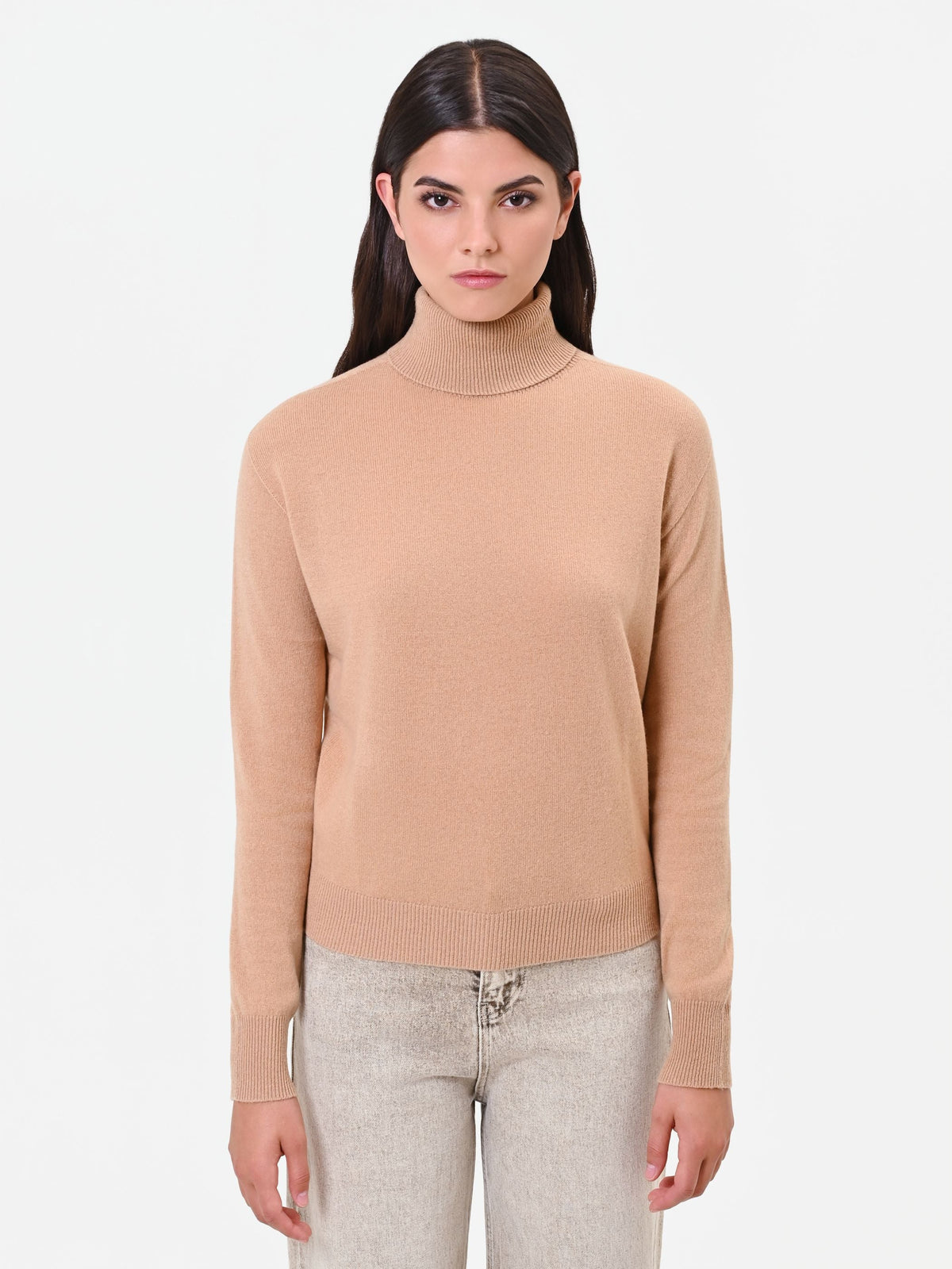 Maglia dolcevita cammello beige 100% lana Giorgia Palmas X Rinascimento