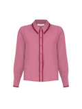 Camicia  Curvy in raso rosa antico con profili a contrasto