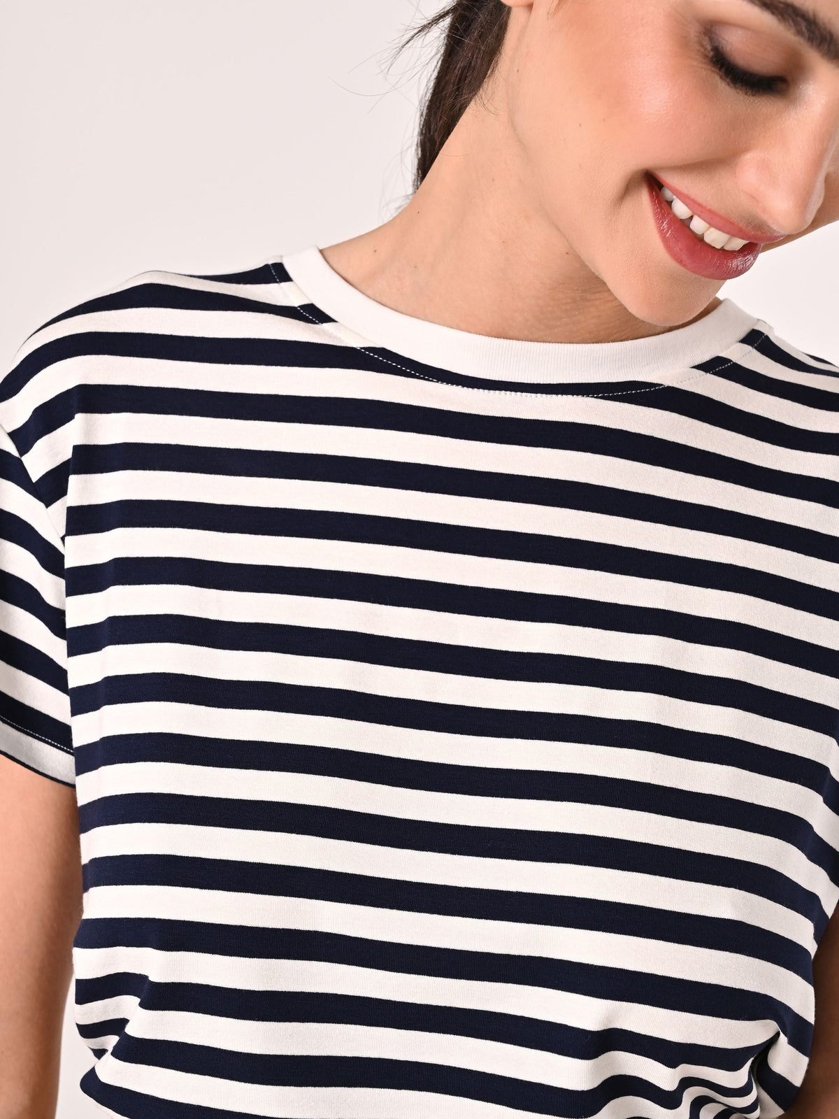 T-Shirt Mariniére a Righe Bianche e Blu