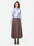 Camicia cropped a righe e fiori