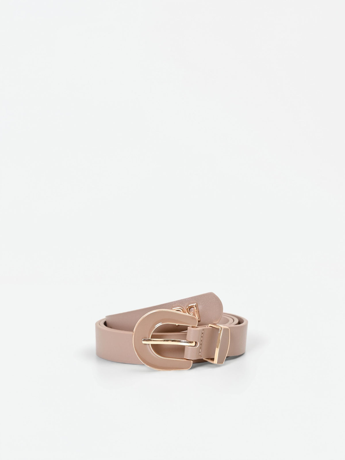 Cintura sottile tortora beige con fibbia sagomata