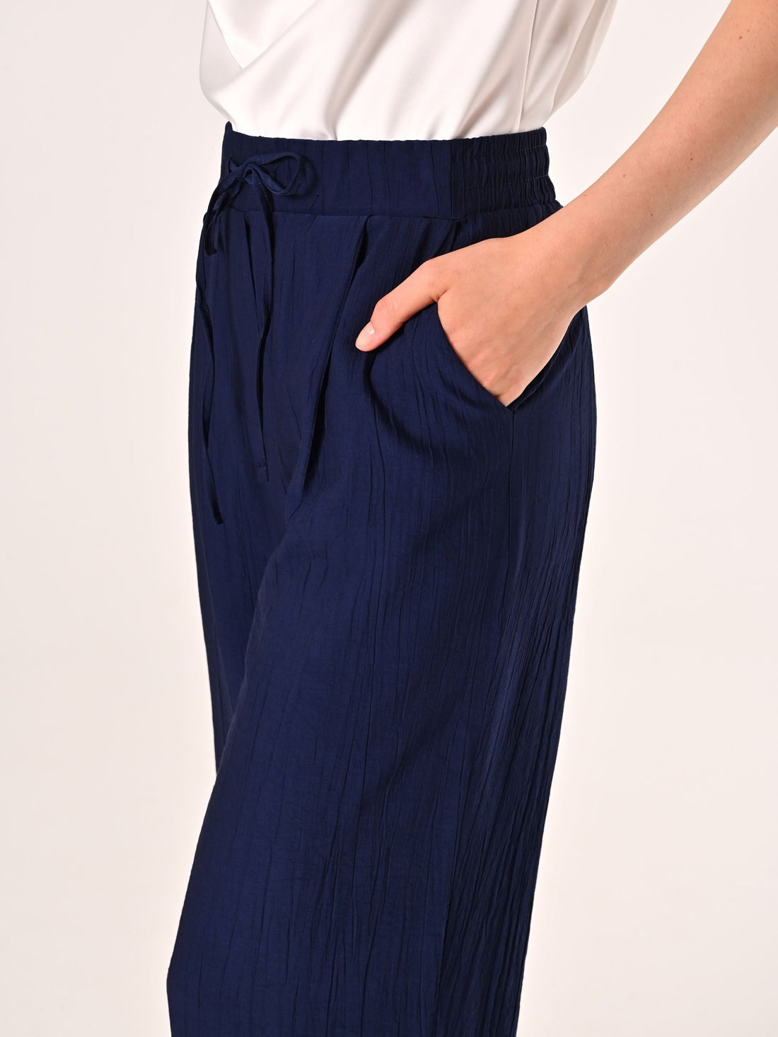 Pantalone Ampio in Viscosa color Blu