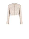 Giacca beige chiaro in tweed con tasche applicate