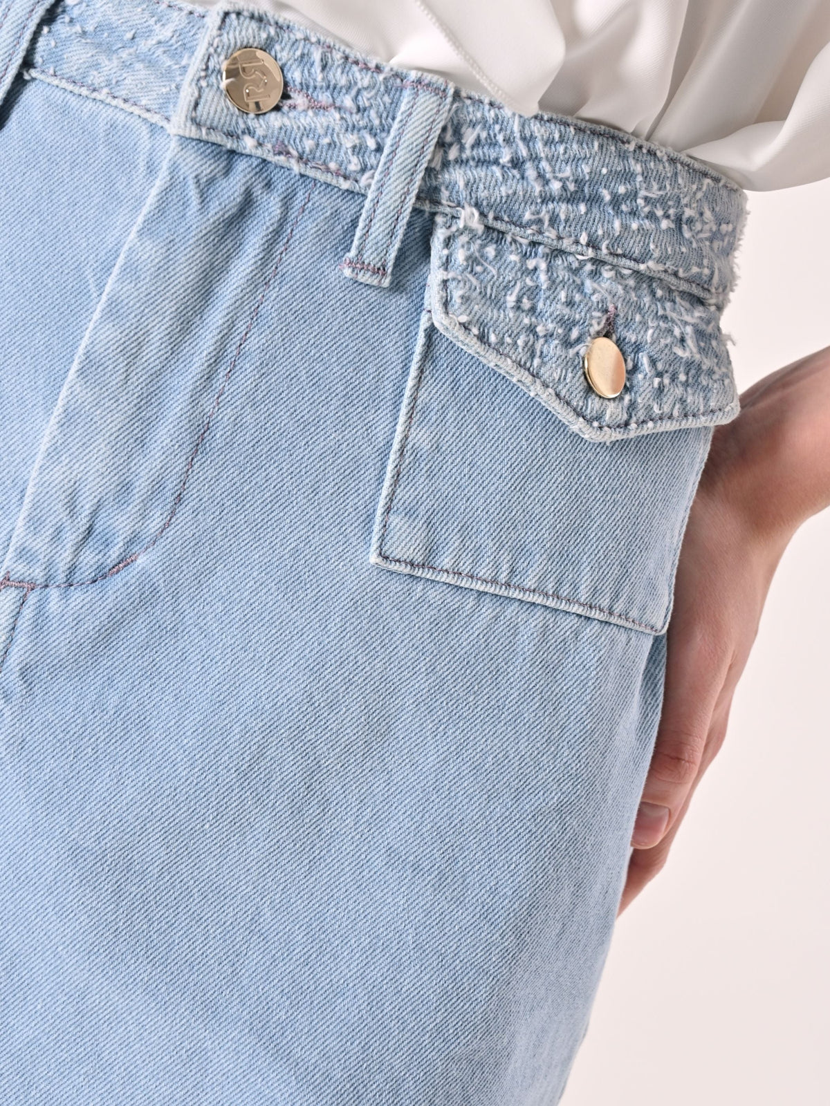 Gonna corta A-Line in Denim Chiaro