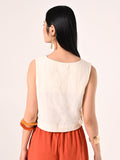 Crop Top in Lino Viscosa Bianco