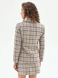 Blazer in tweed check color cioccolato
