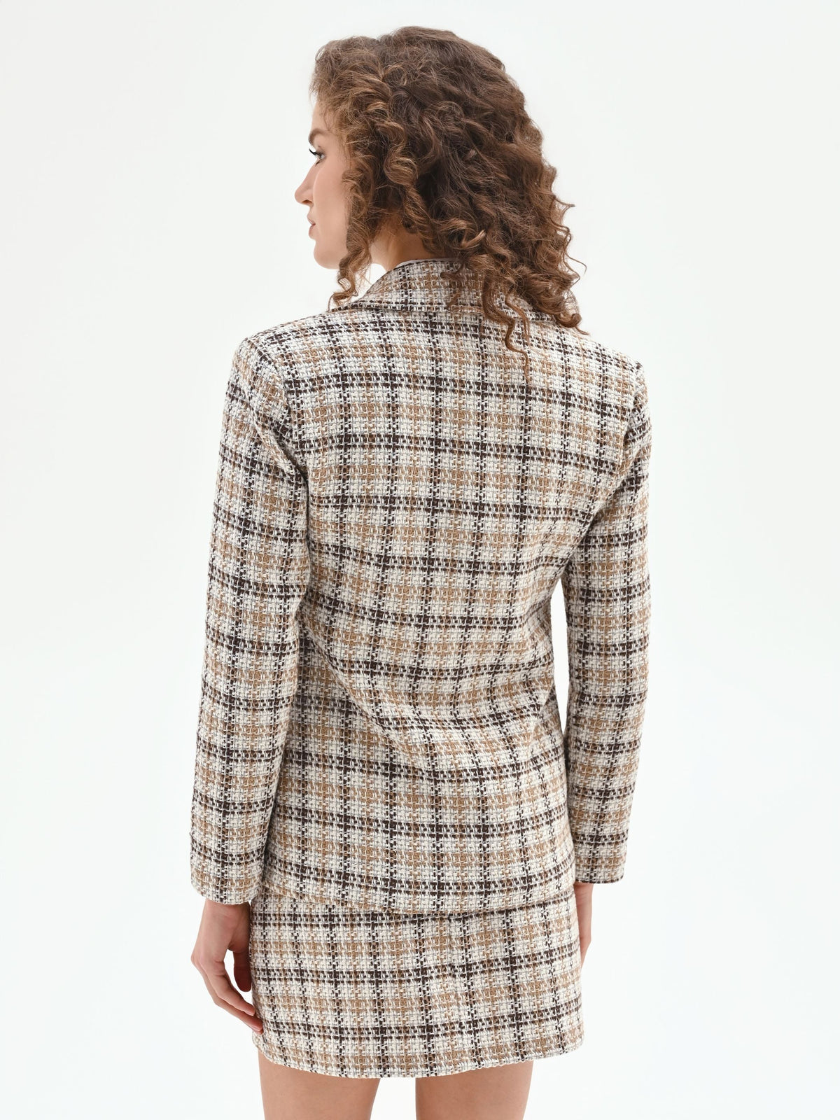 Blazer in tweed check color cioccolato