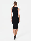 Abito tubino in maglia di viscosa nero con cut-out