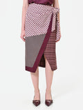 Gonna a portafoglio bordeaux con design patchwork