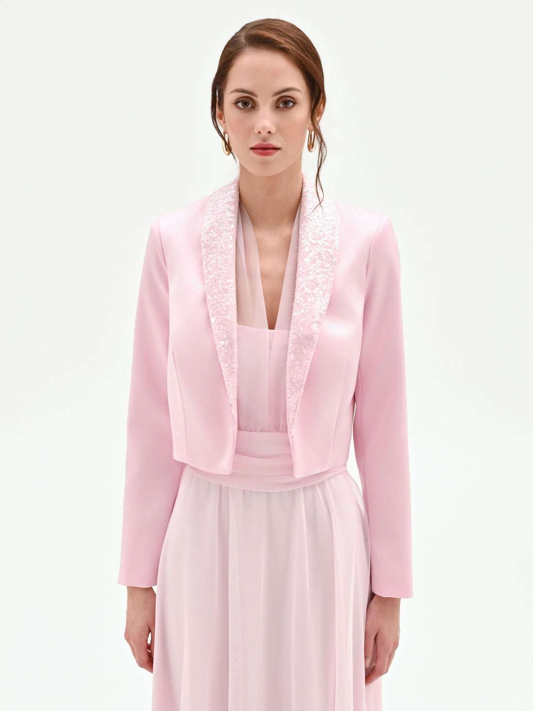 Giacca rosa pastello con paillettes