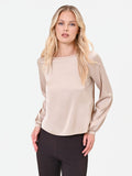 Blusa tortora beige con maniche voluminose