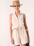 Camicia in Lino Viscosa Beige Chiaro