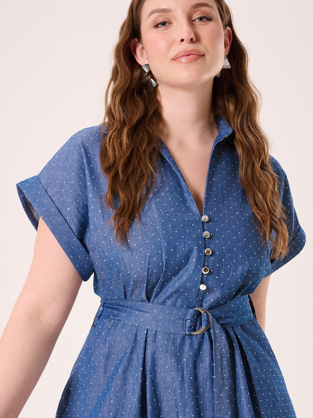 Abito Curvy in Chambray con Strass