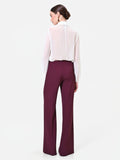 Pantalone a palazzo fluido bordeaux in cadi
