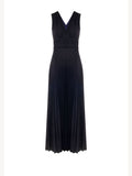 Abito lungo blu navy con drappeggio in vita