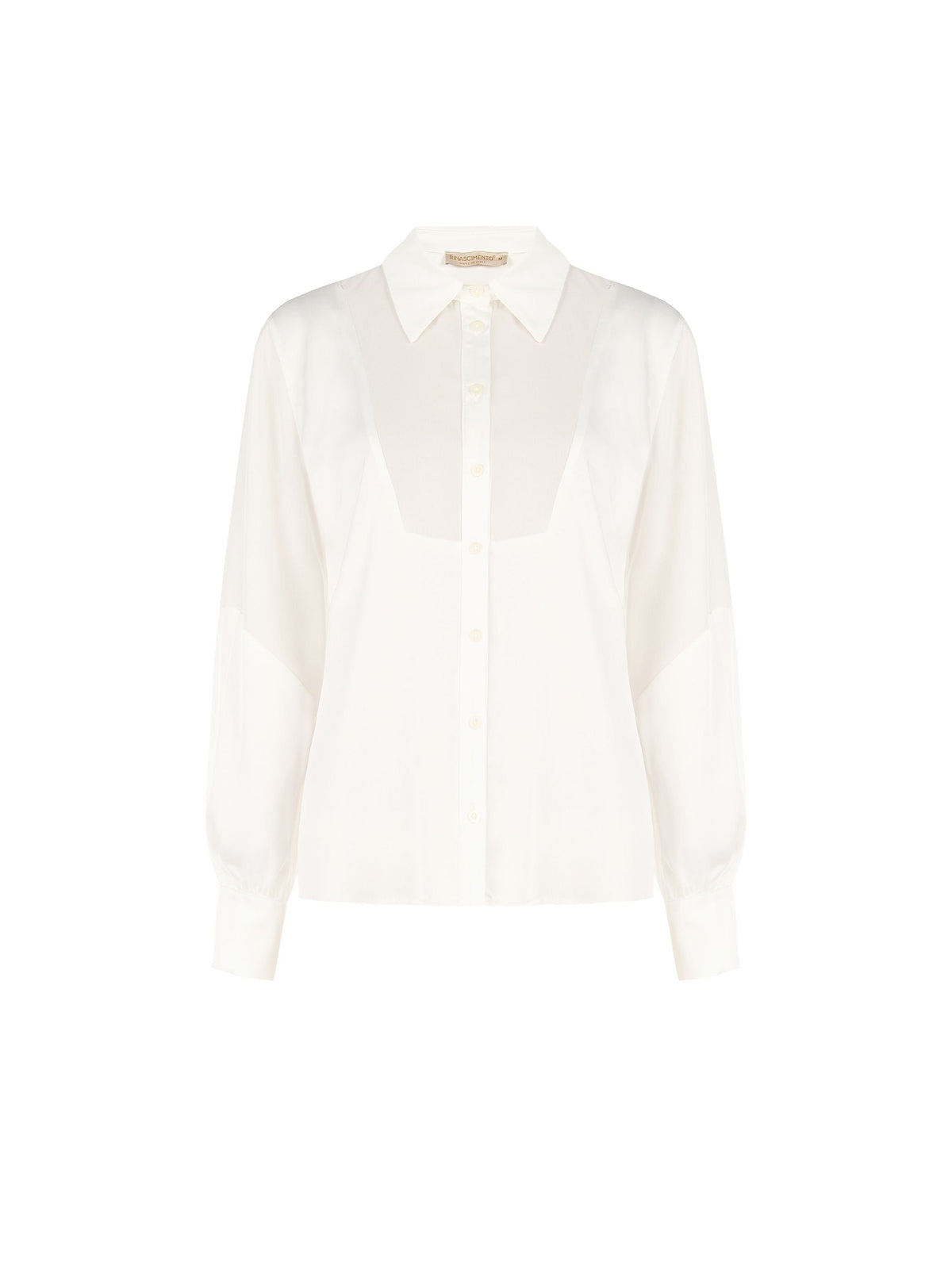 Camicia in georgette panna bianco con inserto geometrico