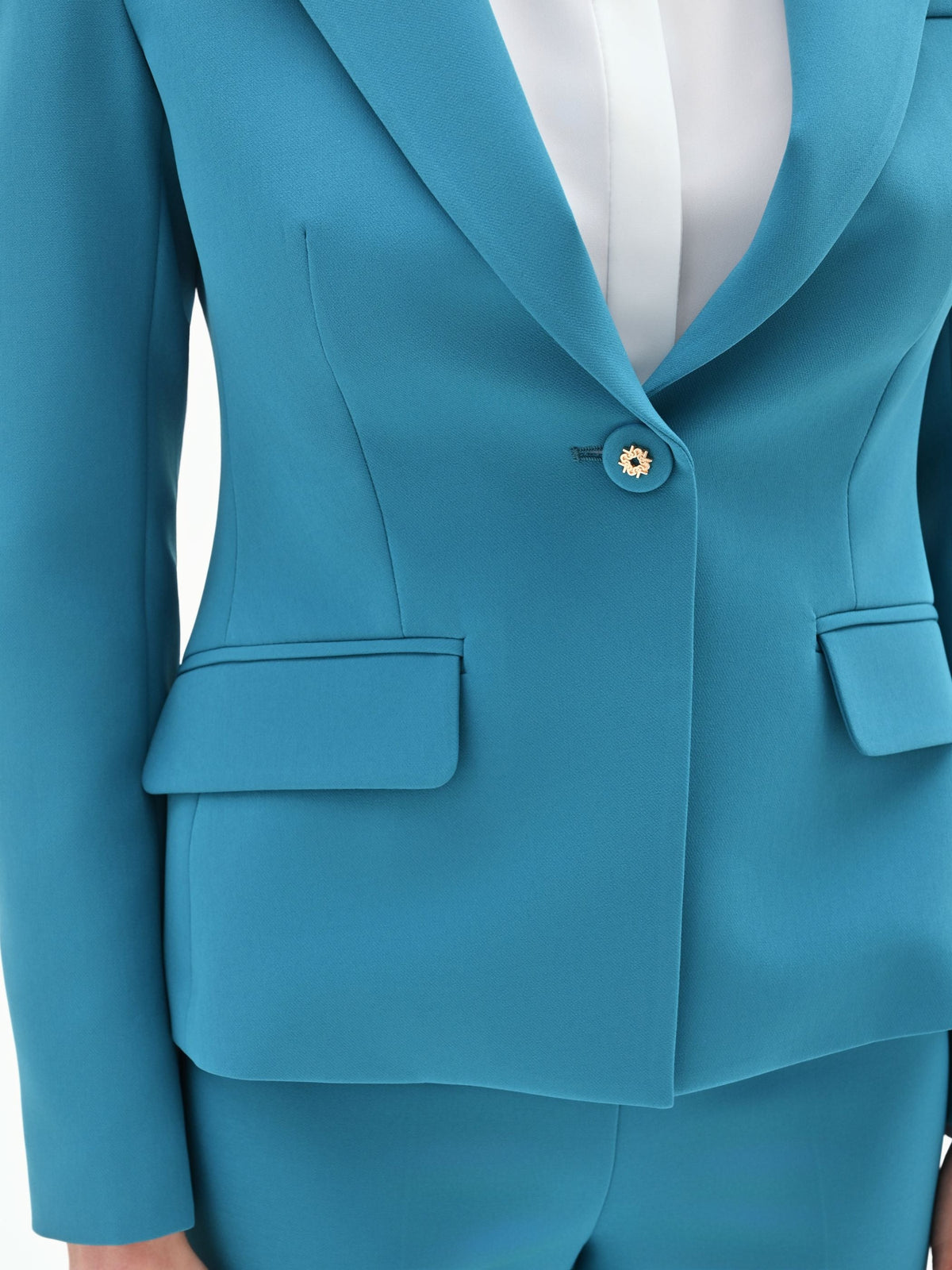 Giacca monobottone in blu ottanio