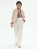 Pantalone palazzo in misto cotone lyocell bianco