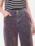 Pantaloni jeans wide leg marrone sfumato