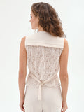 Gilet Bianco in Tessuto Fluido mano Crepe & Pizzo
