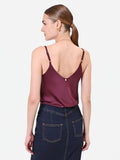 Top lingerie in raso bordeaux rosso
