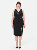 Abito Curvy  tubino nero in scuba crepe con rever