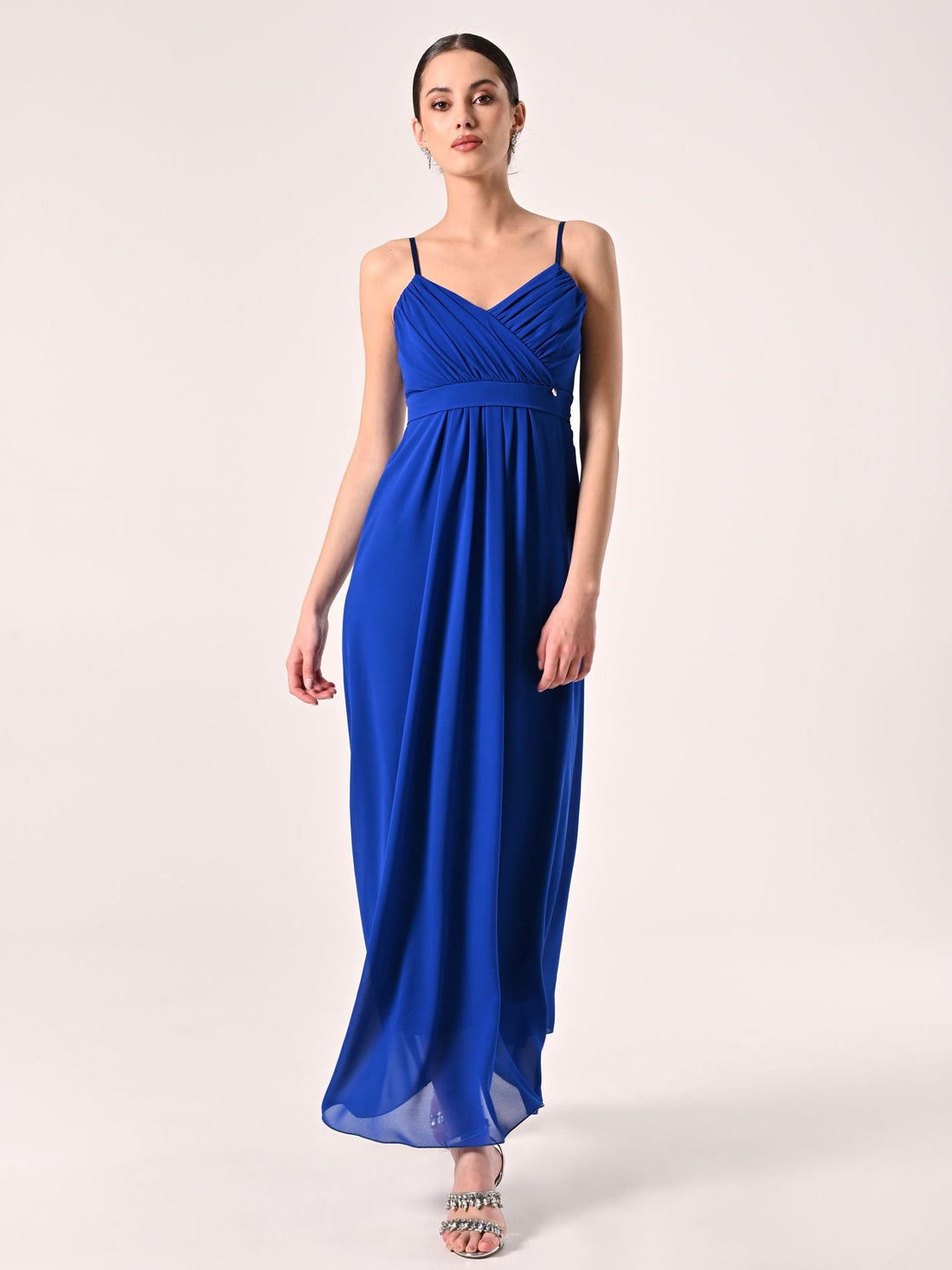 Abito taglio Impero in Georgette Blu Cina