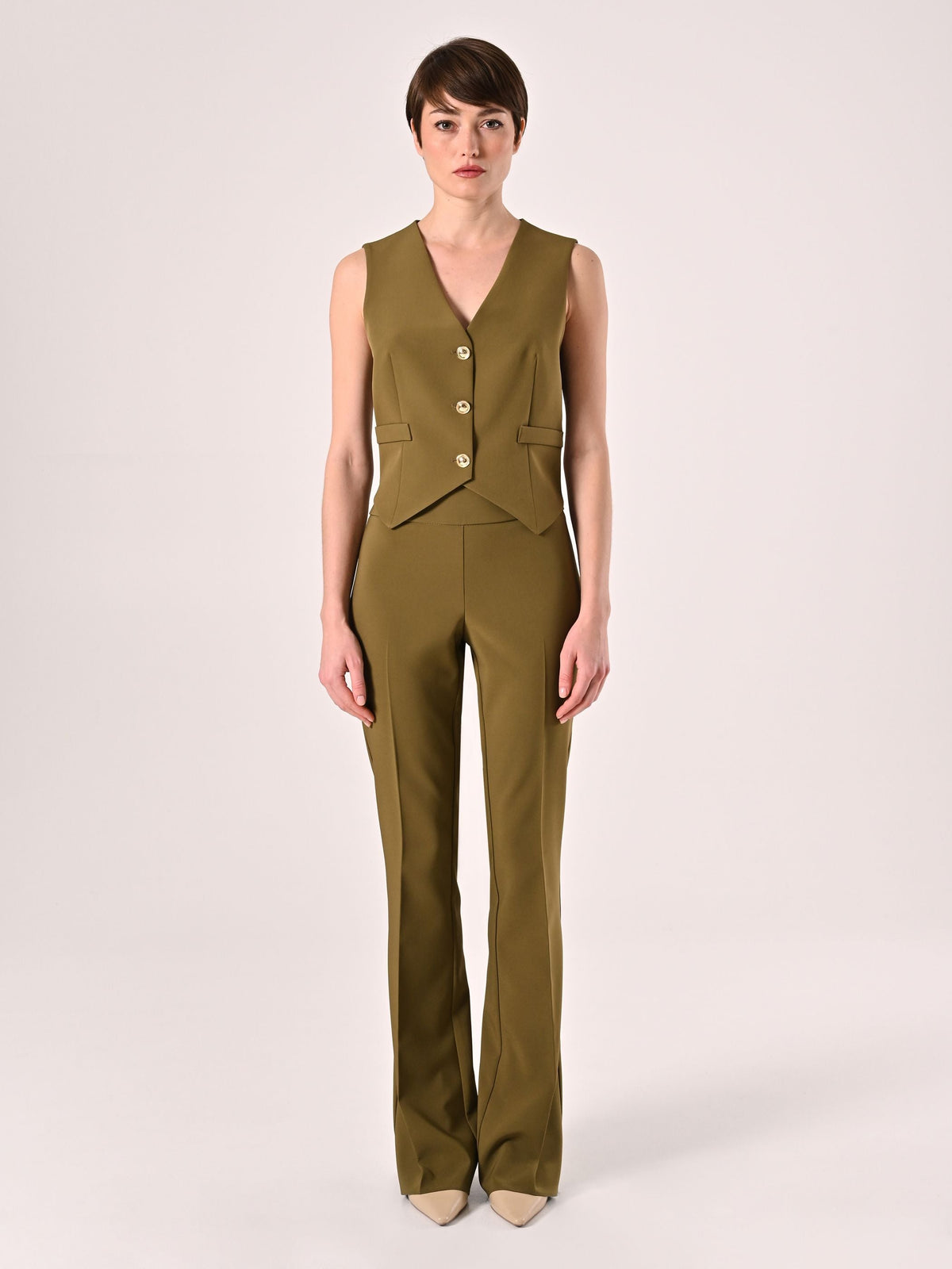 Gilet in Tessuto Tecnico Verde Militare